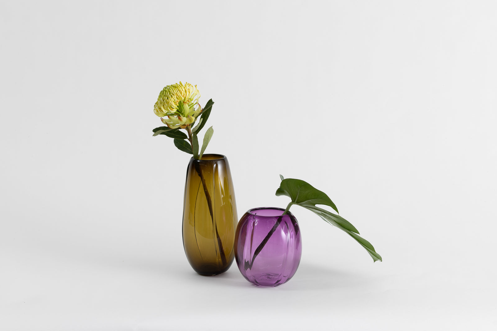 Horizontal Vase Medium Amber
