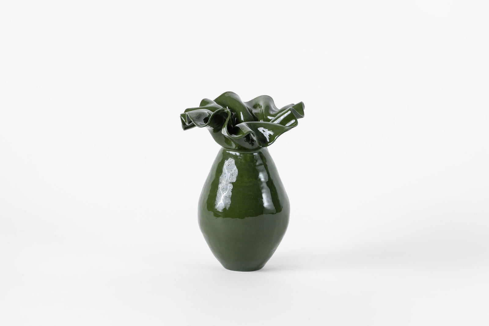 Medium Wave Vase Gloss Khaki