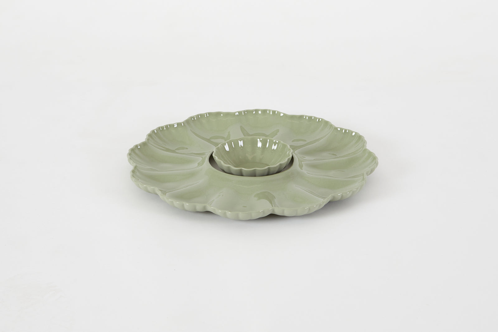 Mother Of Pearl Oyster Plate Dozen Eucalypt Green