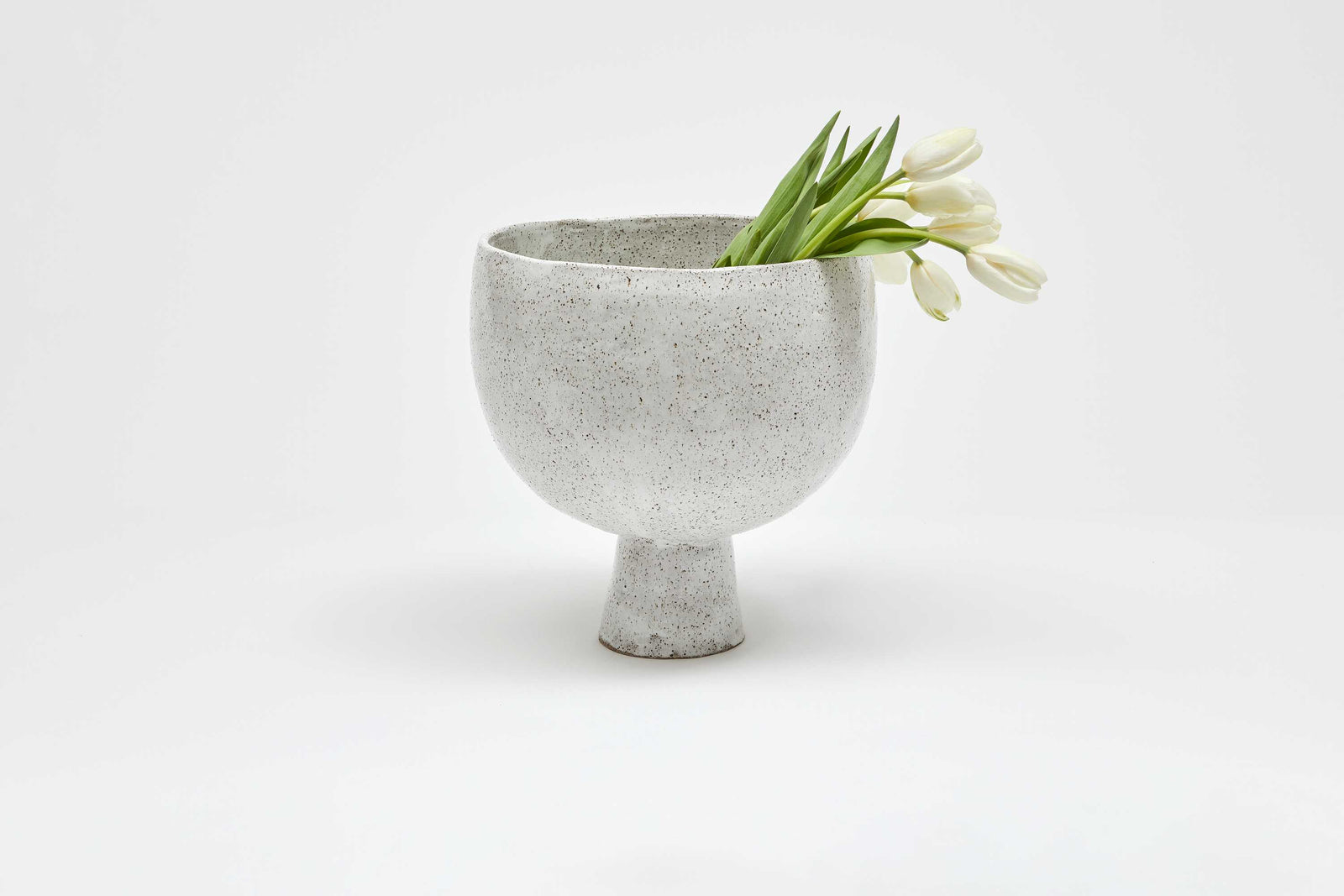 Raku Vessel Large Speckled Raku White