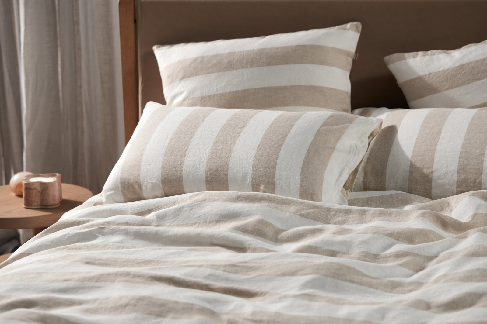 Lonnie Linen Natural Stripe Quilt Cover Natural Stripe