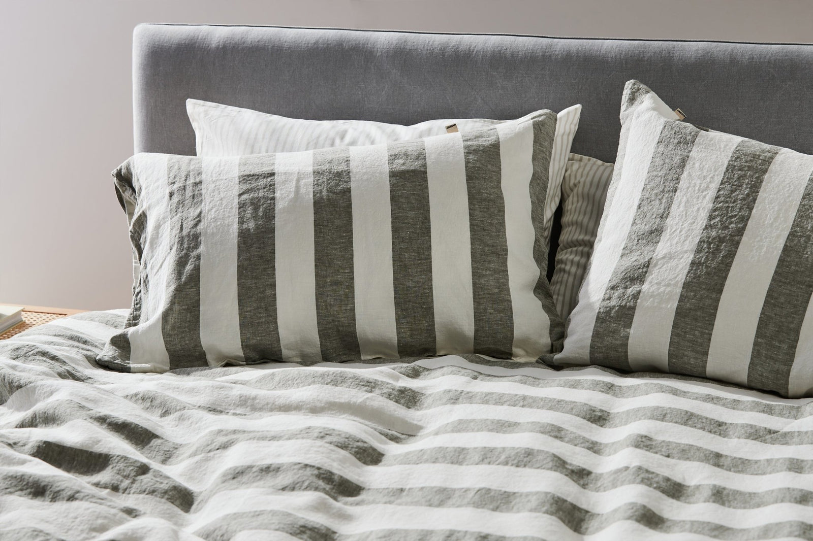 Lonnie Linen Thyme Stripe Quilt Cover Thyme Stripe
